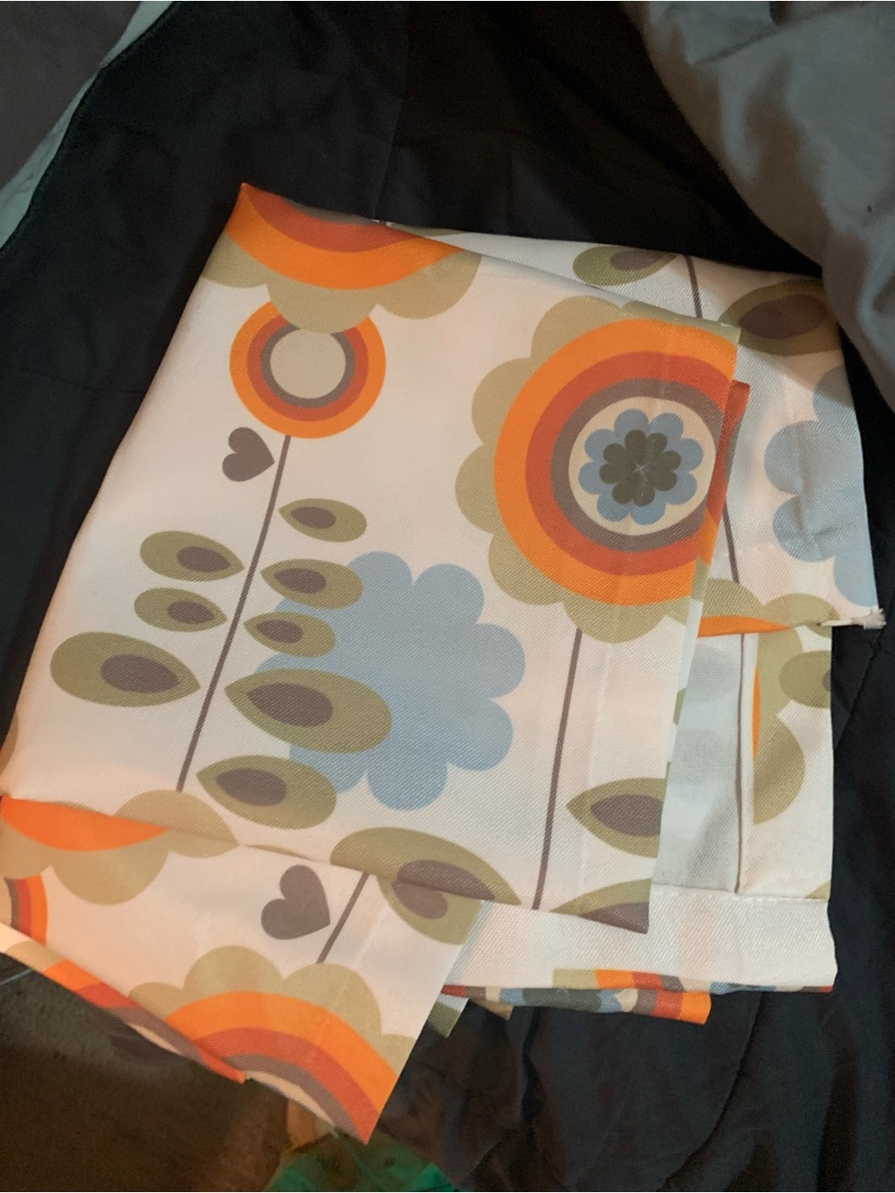 Retro Floral Orange & Blue Tablecloth - Home Dining Table Linen